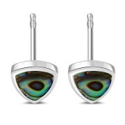 Abalone Shell Reuleaux Triangle Silver Stud Earrings, e343